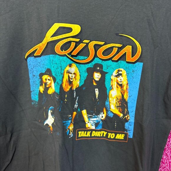 poison Talk Dirty to Me Poster Oversized Glam Metal Tee M - Picture 2 of 4